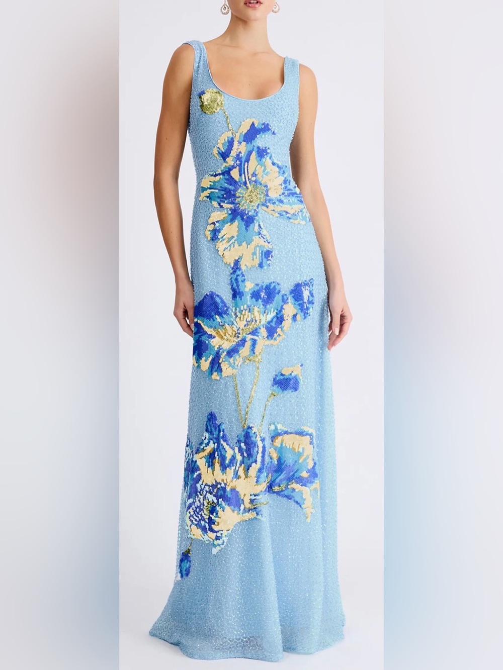 NEW HELSI Jackie Floral Beaded Baby Blue Gown Sz L